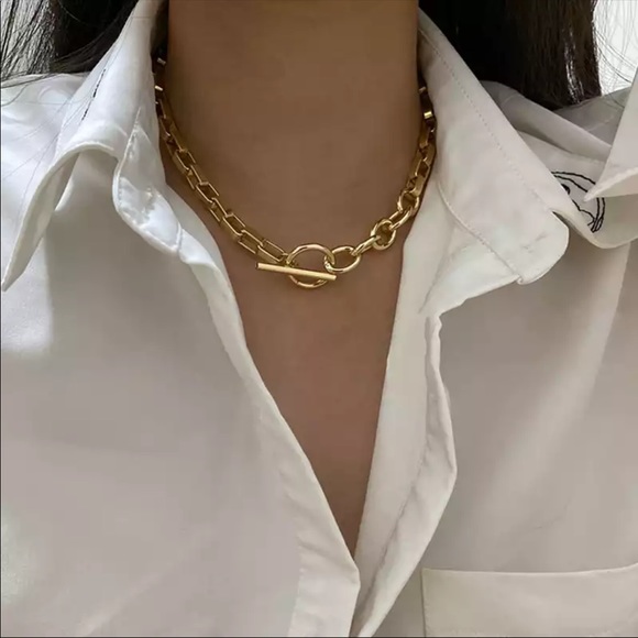 New 18k Chunky Gold Chain Necklace Chocker - Picture 3 of 4